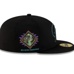 Manor X Diamondbacks 59FIFTY Fitted - Black / Red / Teal -Manorphx Shop 60675813 59FIFTY MAN26379 ARIDIA BLK RSIDE