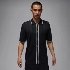 Jordan "Knit Button-Down Golf Top" M - Black