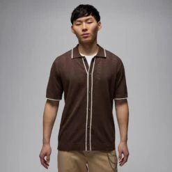 Jordan "Knit Button-Down Golf Top" M - Brown / Baroque
