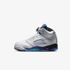 Air Jordan "5 Retro OG" GS - White / New Emerald / Grape