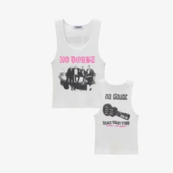 DayDreamer "No Doubt Seven Night Stand Ribbed Tank" W - White / Pink