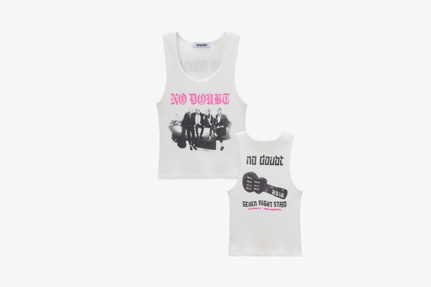 DayDreamer "No Doubt Seven Night Stand Ribbed Tank" W - White / Pink 1 DayDreamer "No Doubt Seven Night Stand Ribbed Tank" W - White / Pink