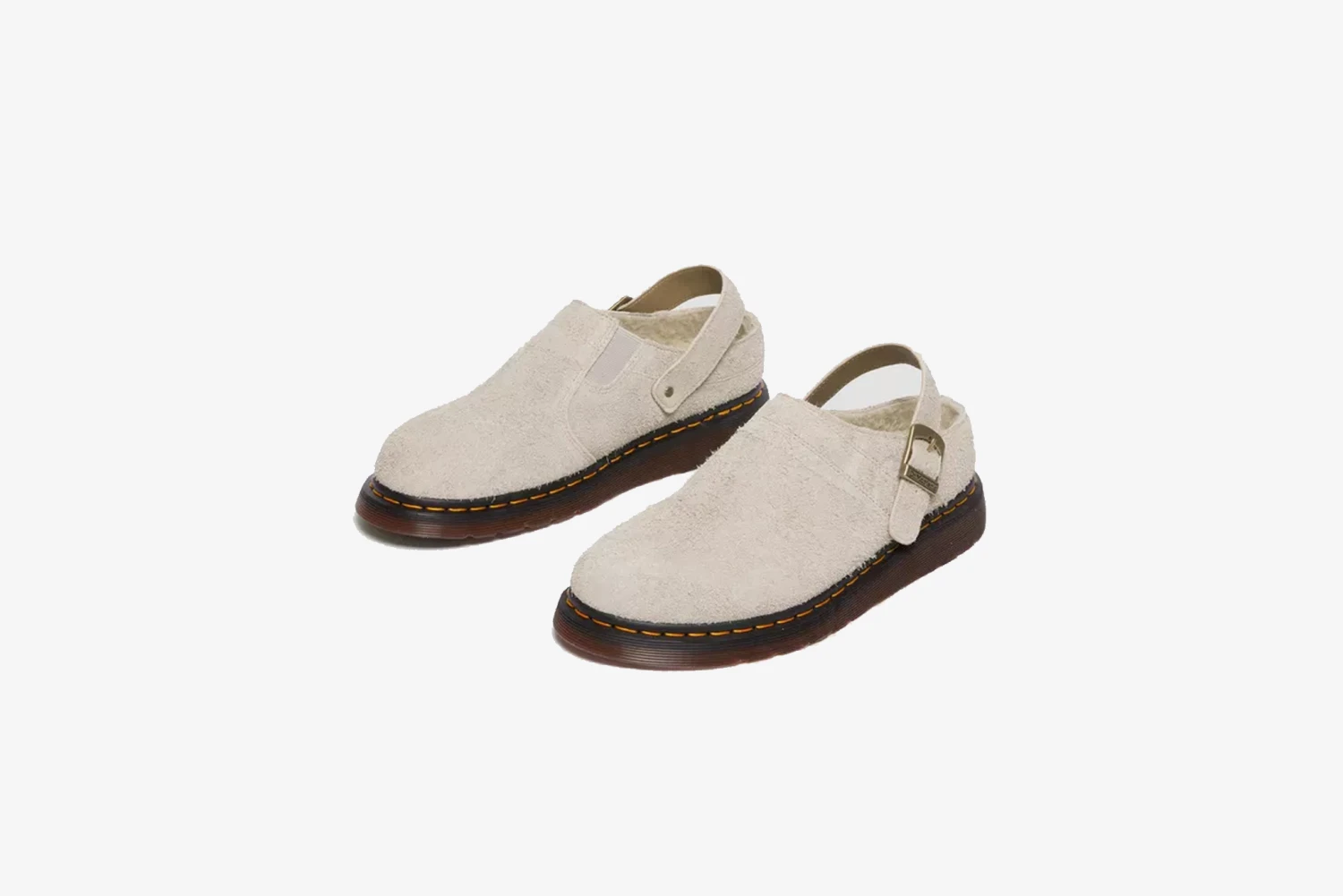 Dr. Martens "Isham Faux Shearling Lined Suede Slingback Mules" M - Vintage Taupe 2 Dr. Martens "Isham Faux Shearling Lined Suede Slingback Mules" M - Vintage Taupe - Image 2