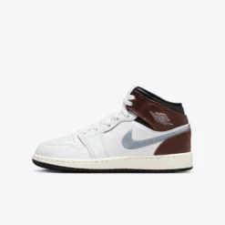 Air Jordan "1 Mid SE" GS - White / Blue Grey / Black / Sail