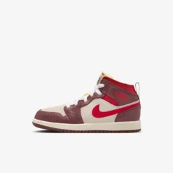 Air Jordan "1 Mid SE" PS - Coconut Milk / Varsity Red