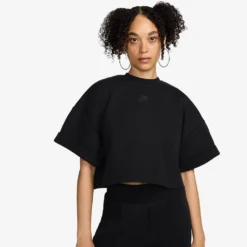 Nike Sportswear Tech Fleece "Oversized SS Cropped Top" W - Black