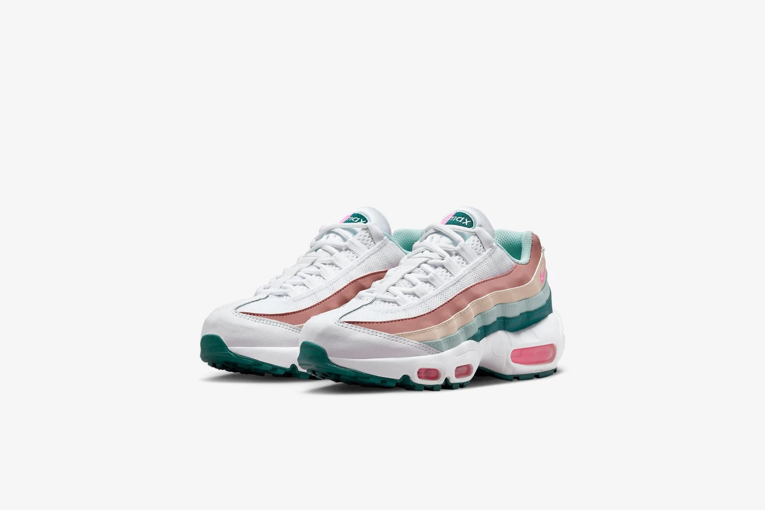 Nike "Air Max 95 Recraft" GS - White / Pink-Geode Teal 2 Nike "Air Max 95 Recraft" GS - White / Pink-Geode Teal - Image 2