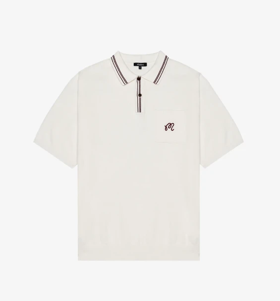 Malbon "Campania Knit Polo" M - Ivory / White 1 Malbon "Campania Knit Polo" M - Ivory / White