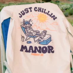 Manor "Just Chillin" Long Sleeve T-Shirt M - White / Purple / Orange -Manorphx Shop Screenshot2023 11 10at7.23.25PM