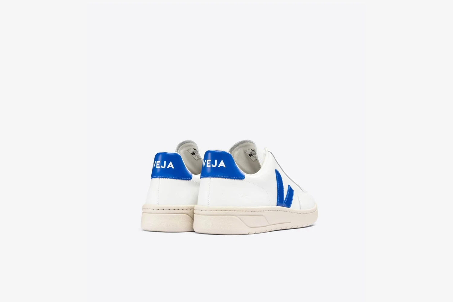 Veja "V-12 Leather " M - Extra White / Paros Blue 3 Veja "V-12 Leather " M - Extra White / Paros Blue - Image 3