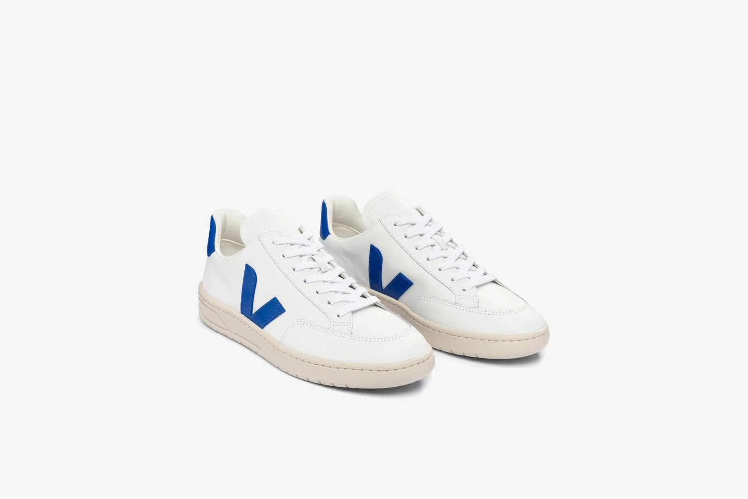 Veja "V-12 Leather " M - Extra White / Paros Blue 4 Veja "V-12 Leather " M - Extra White / Paros Blue - Image 4