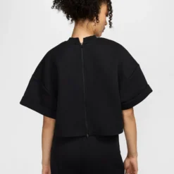 Nike Sportswear Tech Fleece "Oversized SS Cropped Top" W - Black -Manorphx Shop W NSW TCH FLC SS CRP TOP 1