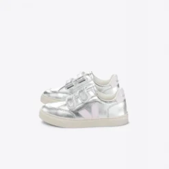 Veja "Small V-12 Chromefree Leather" K - Silver / Lassi