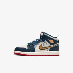 Air Jordan "1 Mid" PS - Amory Navy / Metallic Gold