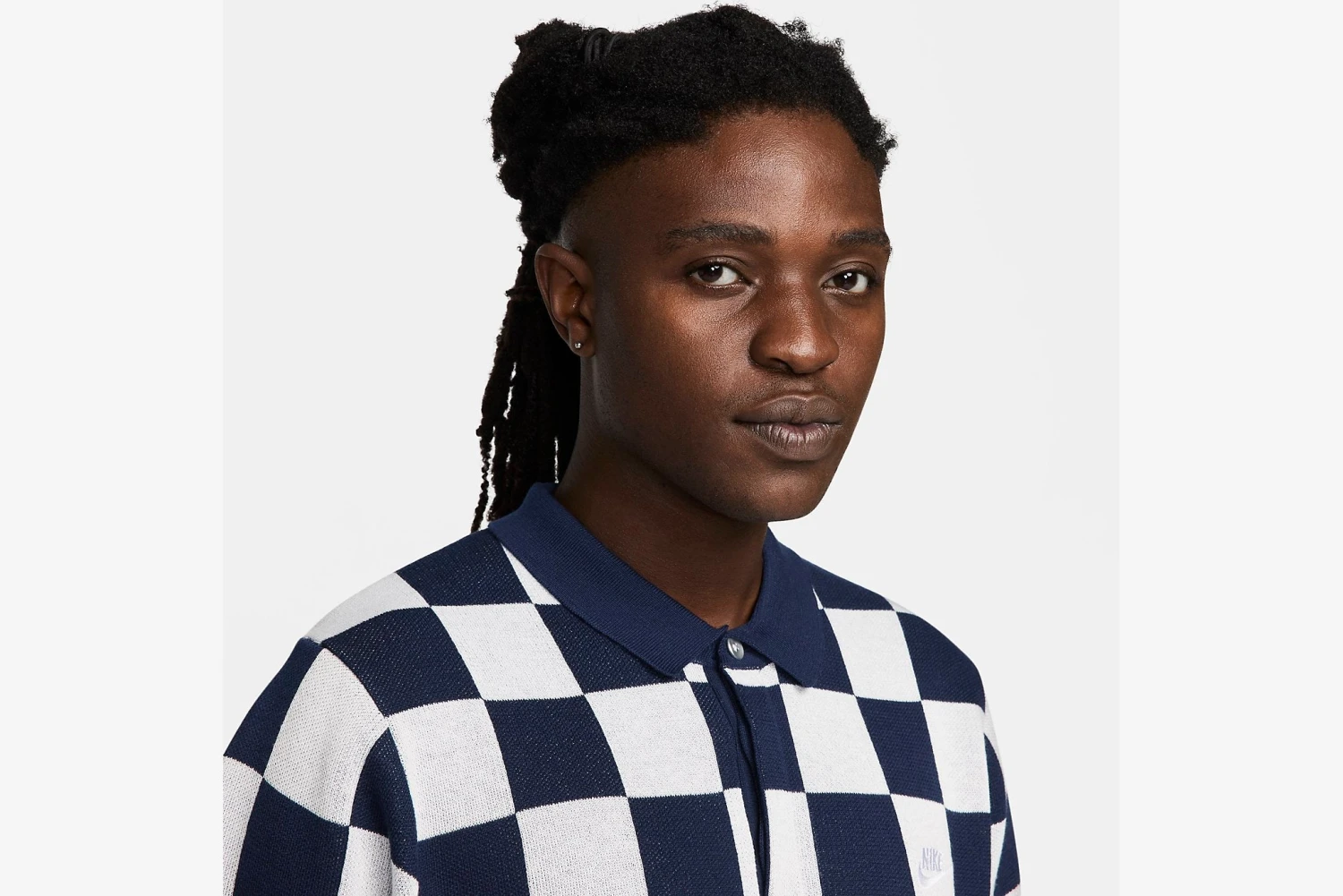 Nike "Sportswear Checkers Club Polo" M - Midnight Navy/Sail 2 Nike "Sportswear Checkers Club Polo" M - Midnight Navy/Sail - Image 2