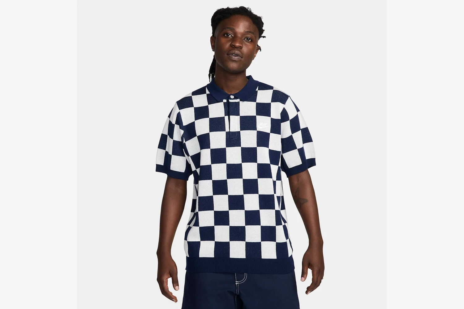 Nike "Sportswear Checkers Club Polo" M - Midnight Navy/Sail 1 Nike "Sportswear Checkers Club Polo" M - Midnight Navy/Sail