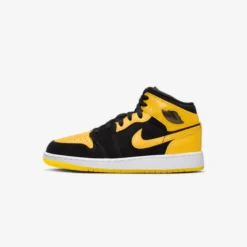 Air Jordan "1 Mid SE" GS - Black / Varsity Maize / White