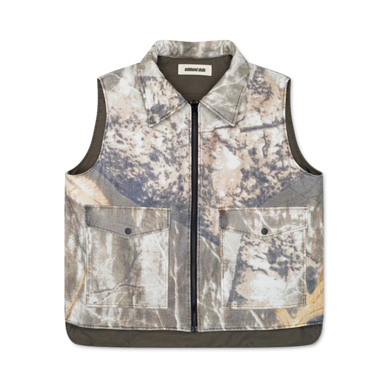 Metalwood Studio "Poly Filled Reversible Vest" - Fatigue Green 2 Metalwood Studio "Poly Filled Reversible Vest" - Fatigue Green - Image 2