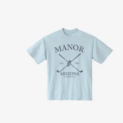 Manor "In Golf We Trust T-Shirt" M - Light Blue / Lilac
