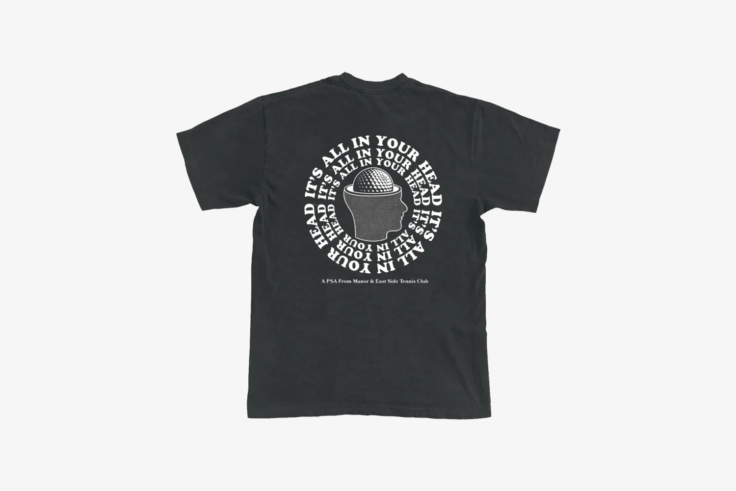 Manor "East Side Tennis Club PSA T-Shirt" M - Dark Washed Grey 1 Manor "East Side Tennis Club PSA T-Shirt" M - Dark Washed Grey