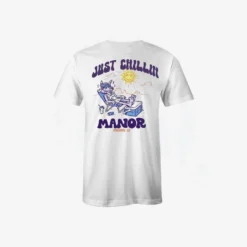 Manor "Just Chillin" Short Sleeve T-Shirt M - White / Purple / Orange