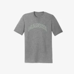 Manor "Collegiate Font" T-Shirt M - Heather Grey / Seafoam