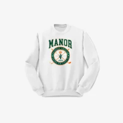 Manor "Mid-Weight Crest Crewneck" M - White / Green / Orange