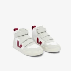 Veja "Small V-10 Mid B-Mesh" K - White / Marsala -Manorphx Shop v10MidMarsala pair