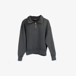 Manor "Washed French Terry 1/4 Zip" M - Asphalt